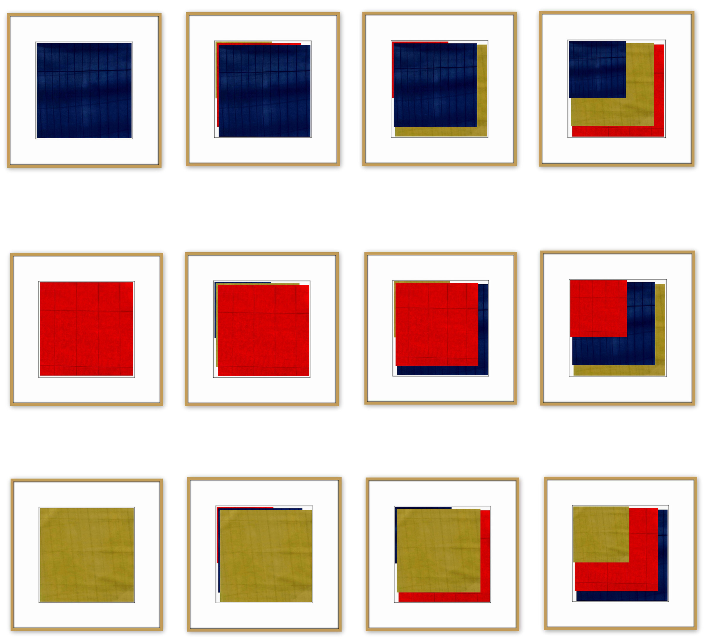 Grille - Blau, Rot, Gold davor und dahinter # 2025.03 - Variation 12 Module - © Diana Hommel