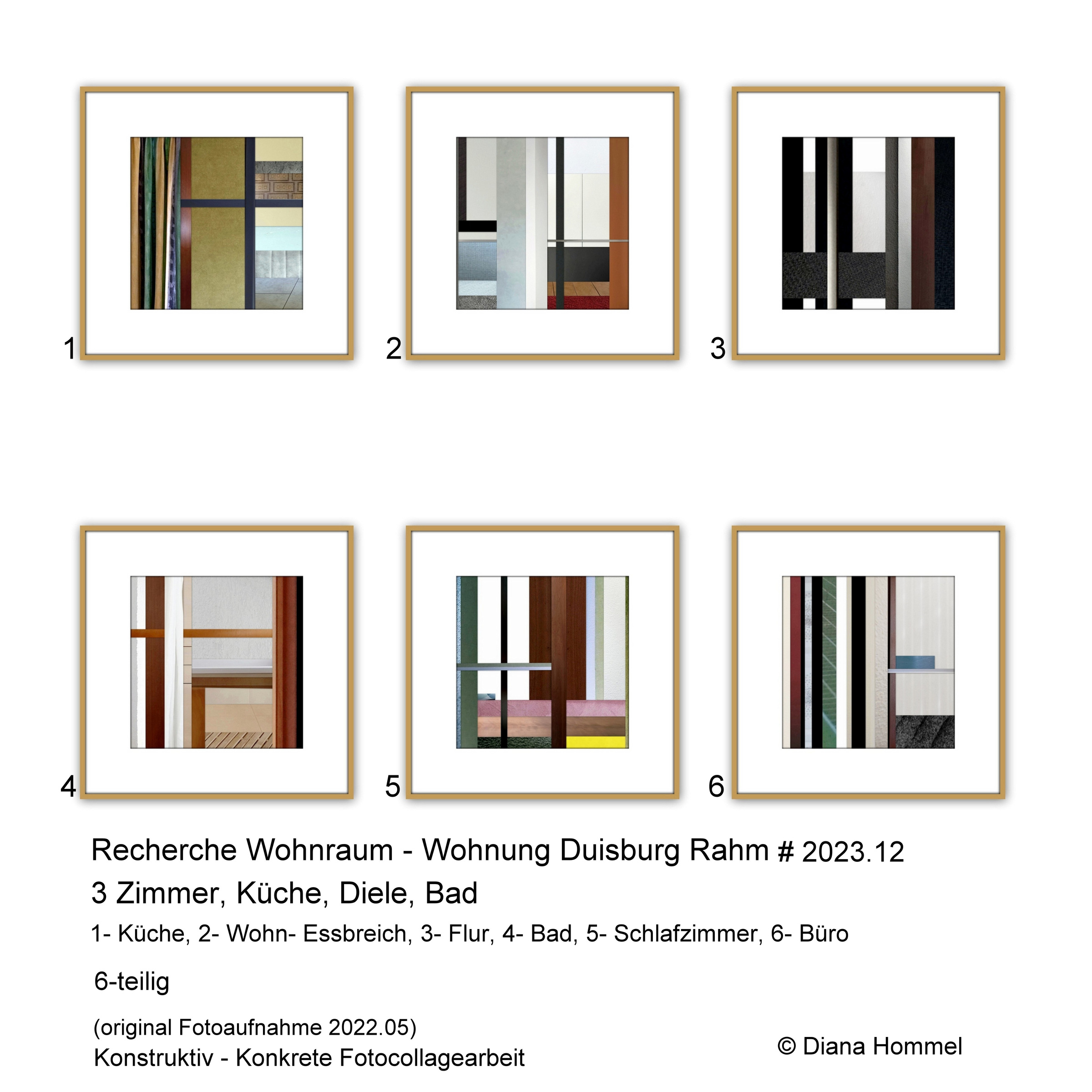 Übersichtsblatt Wohnung 3 Zimmer Küche, Diele Bad # Duisburg Rahm 2023.12 - © Diana Hommel